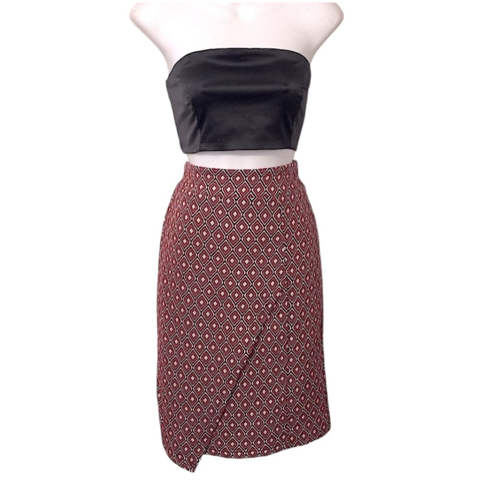 Anthropologie Mauve Faux Wrap Pencil Skirt Sz XS